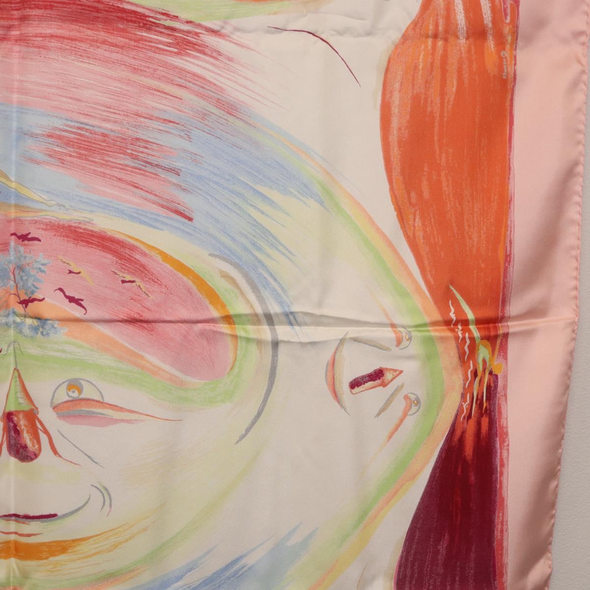 HERMES Carre 90 Scarf Silk ""Smiles in Third millenary"" Pink Auth 200117M