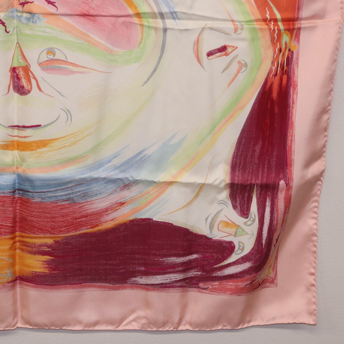 HERMES Carre 90 Scarf Silk ""Smiles in Third millenary"" Pink Auth 200117M