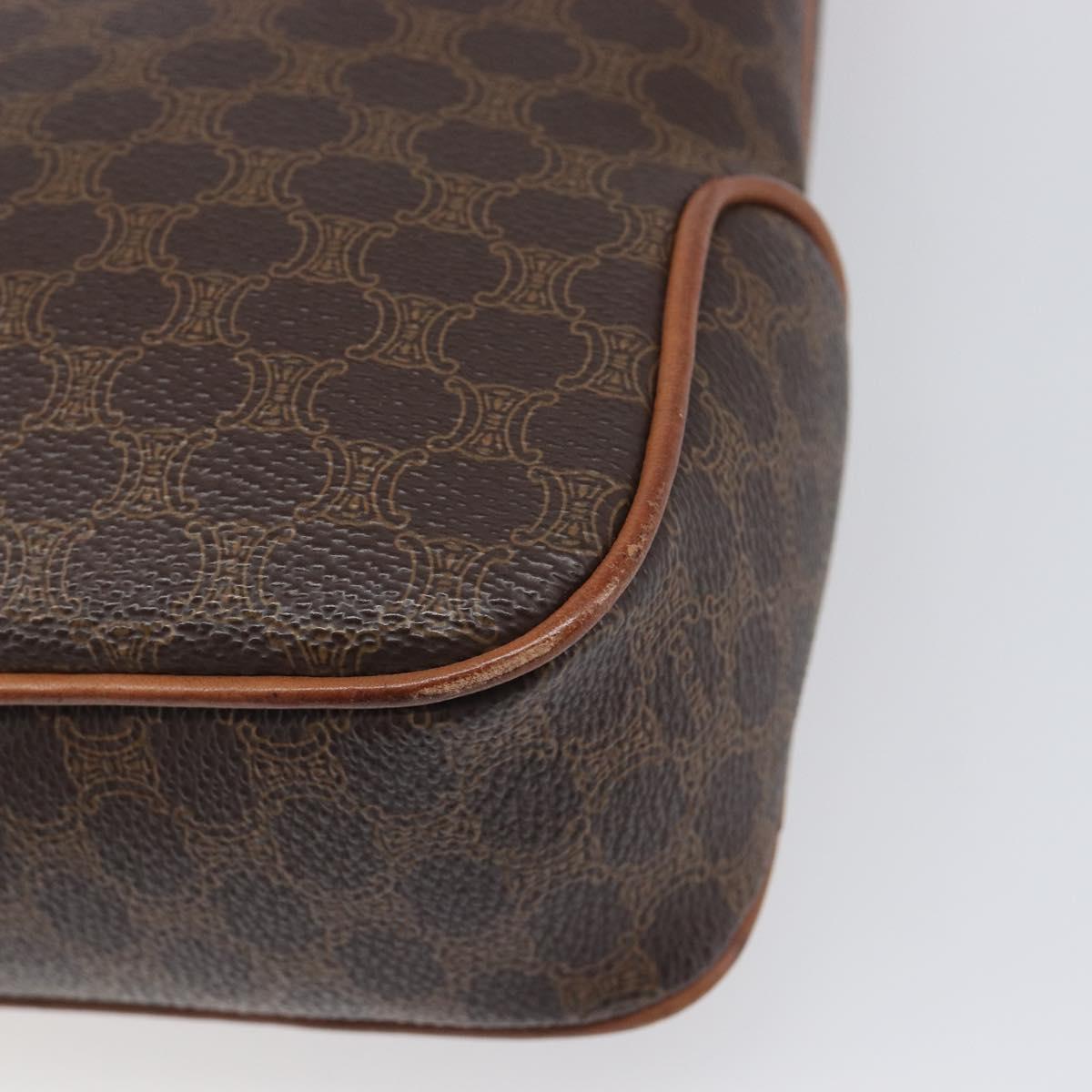 CELINE Macadam Shoulder Bag PVC Leather Brown Gold Tone Auth 200132