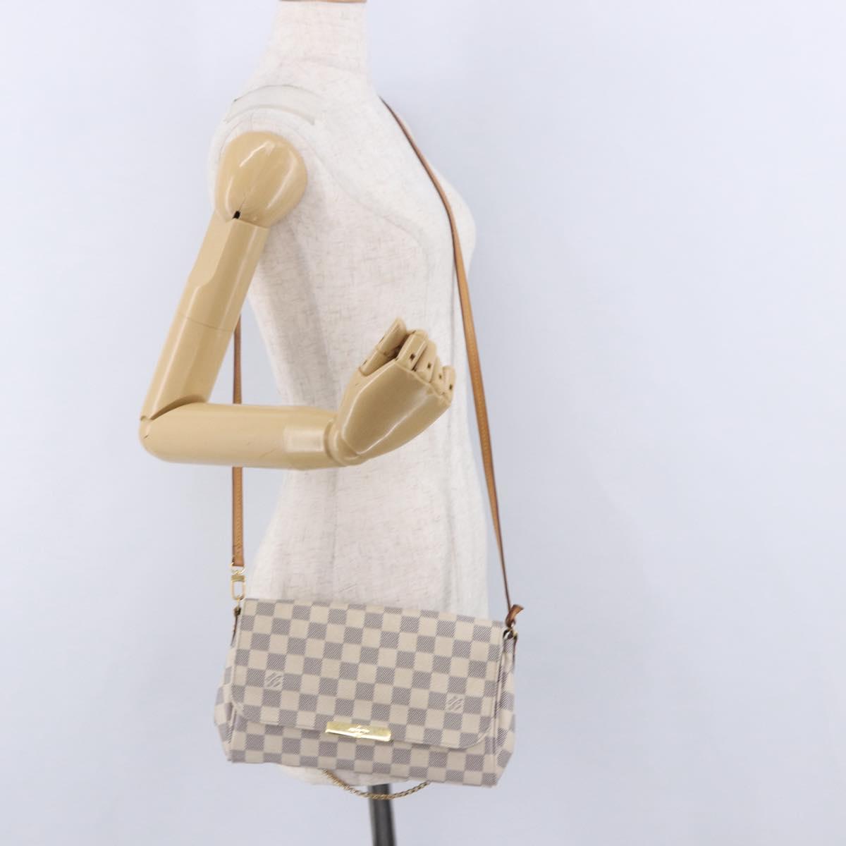 LOUIS VUITTON Damier Azur Favorit MM Shoulder Bag 2way N41275 LV Auth 200133