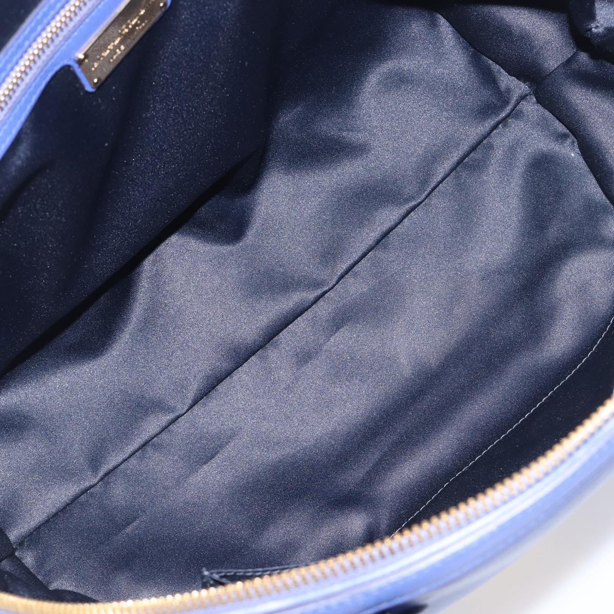 Salvatore Ferragamo Hand Bag Leather 2way Blue Gold Tone Auth 200138A
