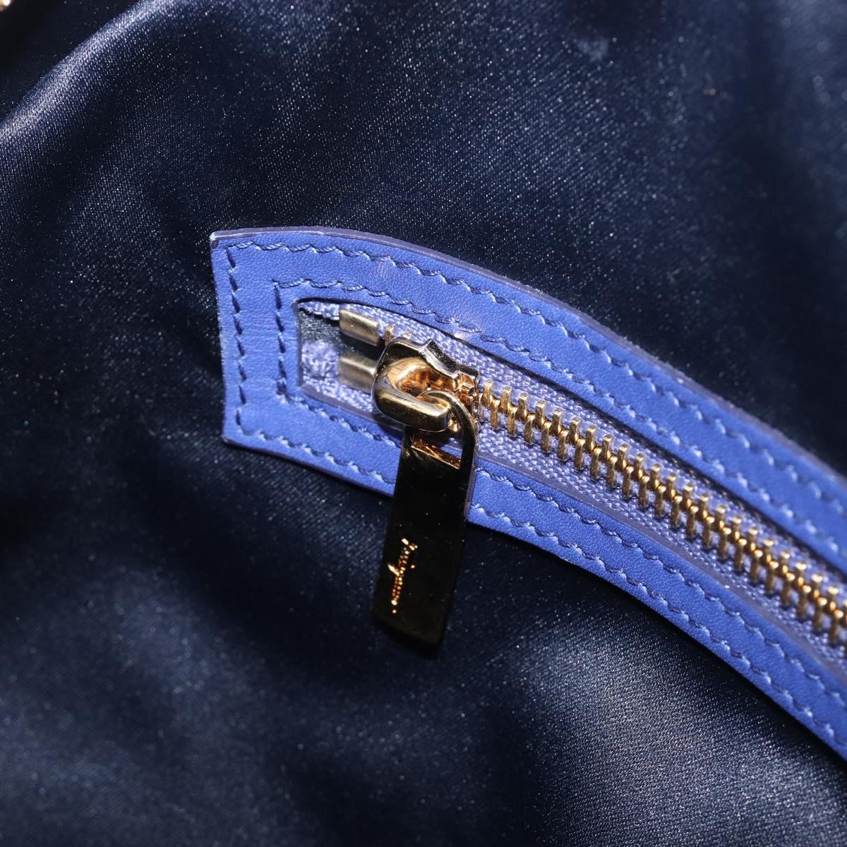 Salvatore Ferragamo Hand Bag Leather 2way Blue Gold Tone Auth 200138A