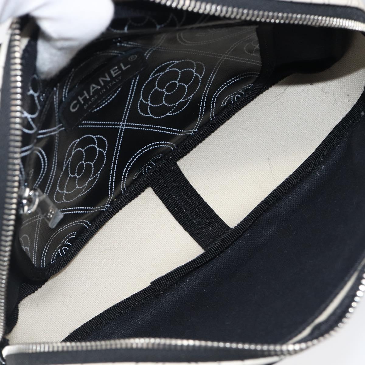 CHANEL COCO Mark Camelia Shoulder Bag PVC Leather Black White CC Auth 200139SAM