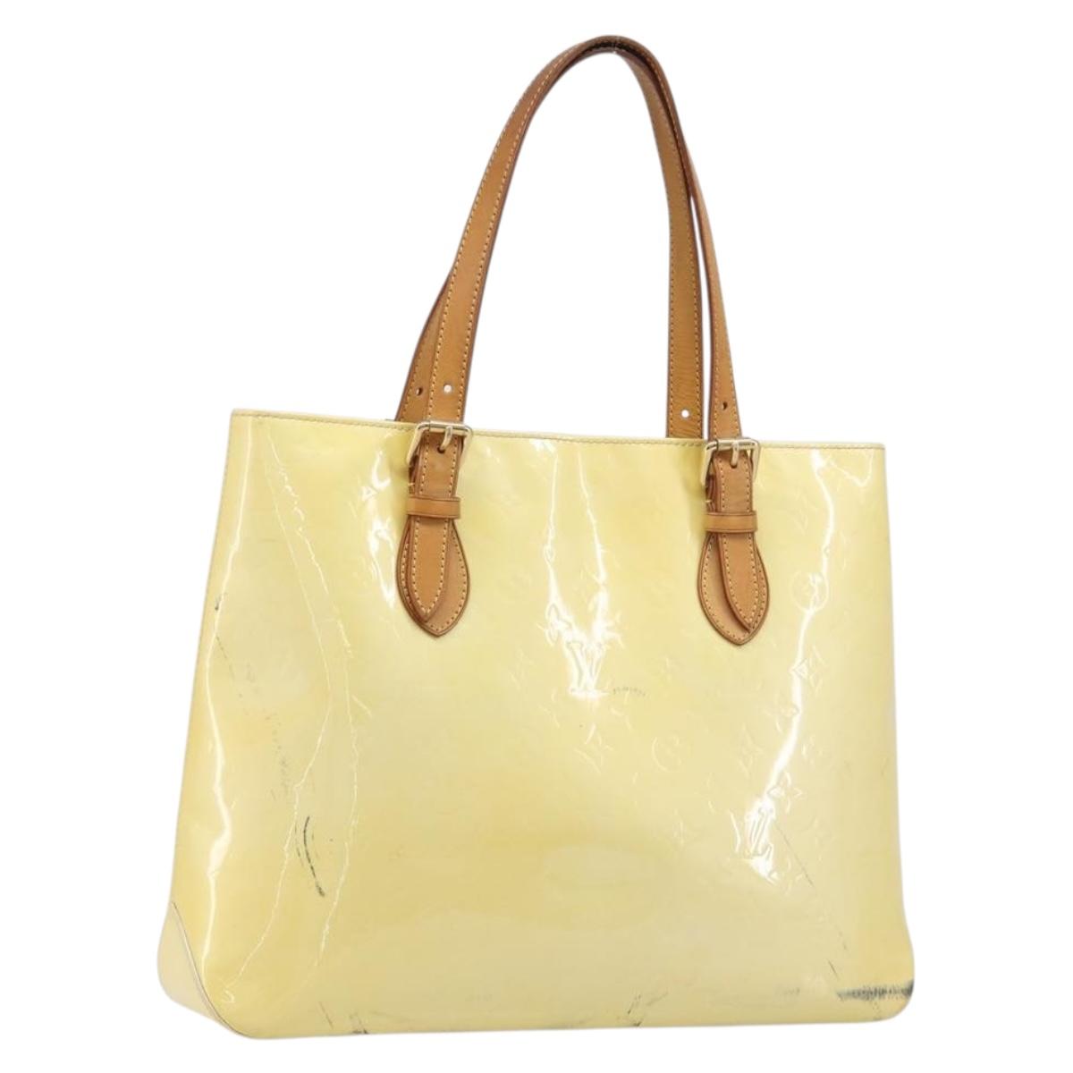 LOUIS VUITTON Monogram Vernis Brentwood Hand Bag Perle M91512 LV Auth 200140