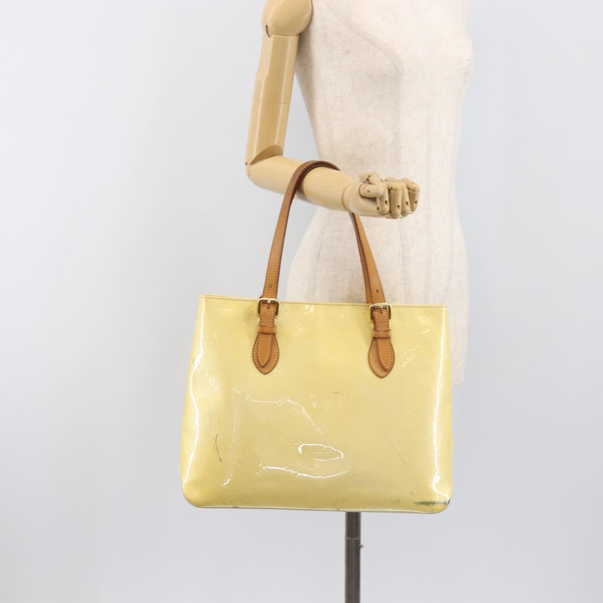 LOUIS VUITTON Monogram Vernis Brentwood Hand Bag Perle M91512 LV Auth 200140