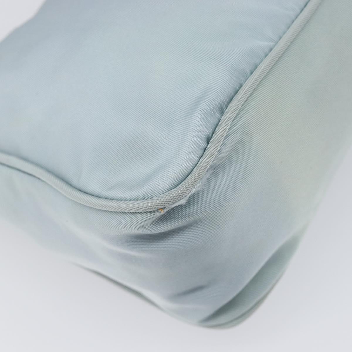 PRADA Accessory Pouch Nylon Light Blue Silver Auth 200143