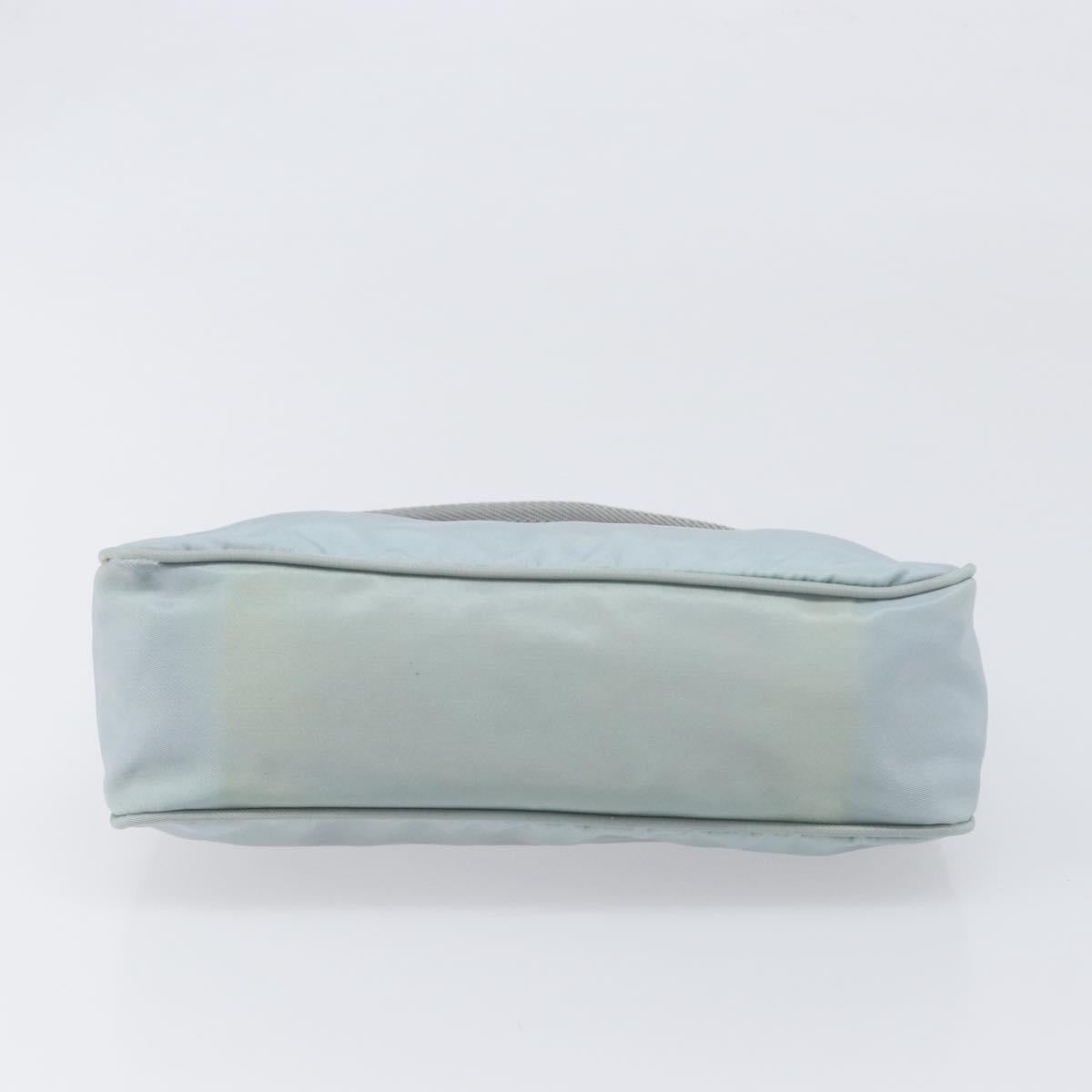 PRADA Accessory Pouch Nylon Light Blue Silver Auth 200143