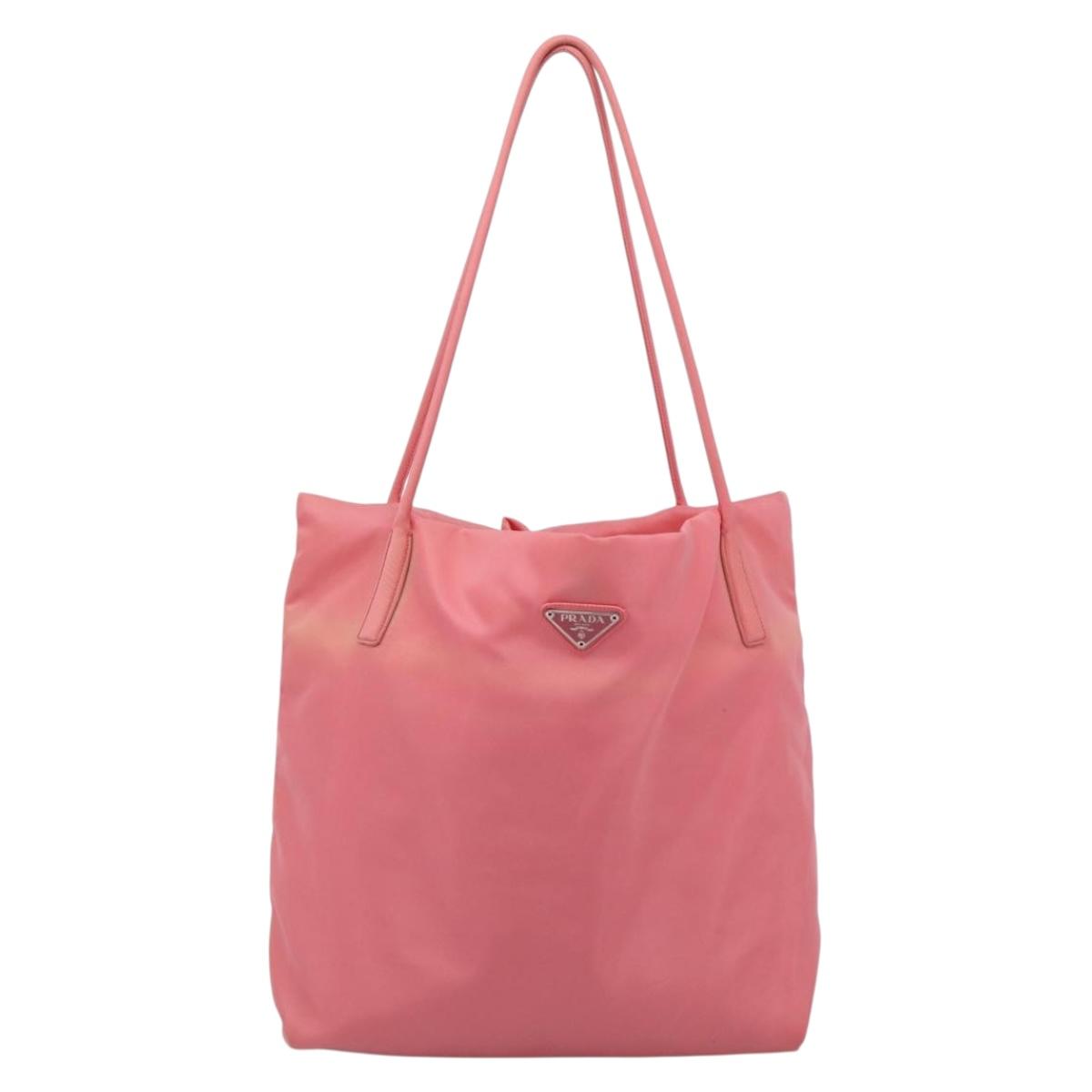 PRADA Tote Bag Nylon Pink Auth 200144