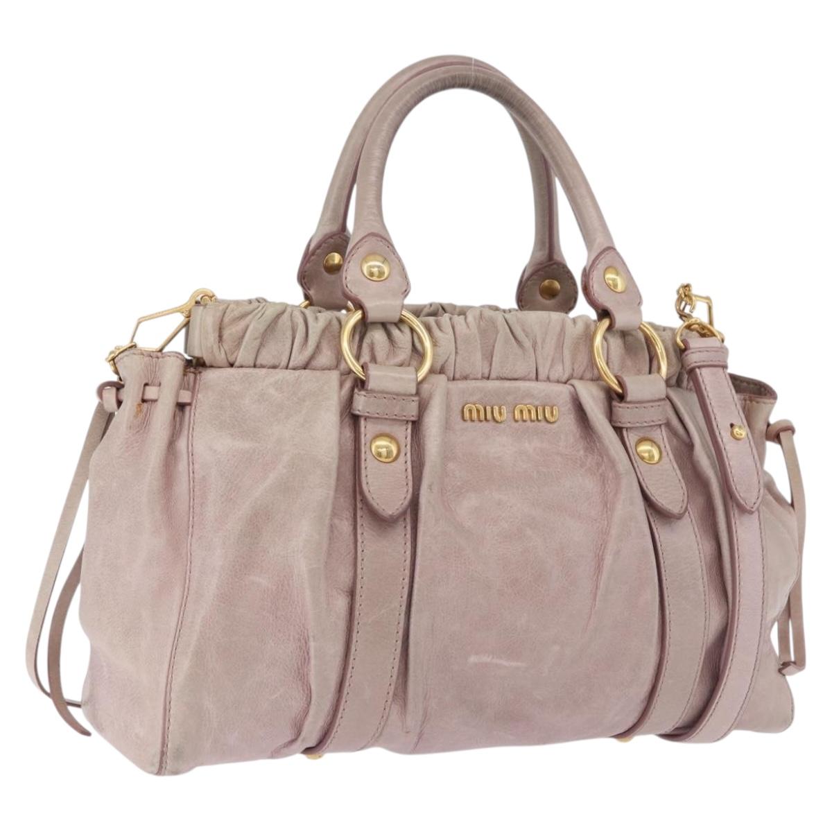 Miu Miu Vittero Hand Bag Leather 2way Pink Gold Tone Auth 200147V