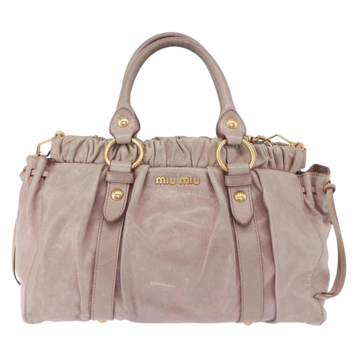Miu Miu Vittero Hand Bag Leather 2way Pink Gold Tone Auth 200147V