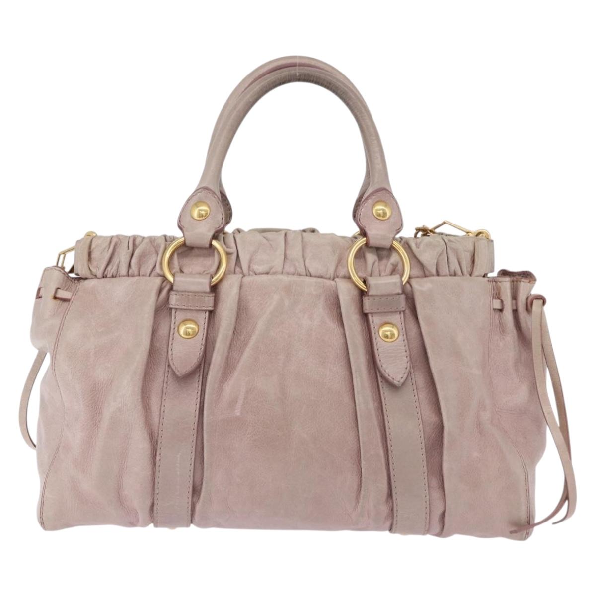Miu Miu Vittero Hand Bag Leather 2way Pink Gold Tone Auth 200147V