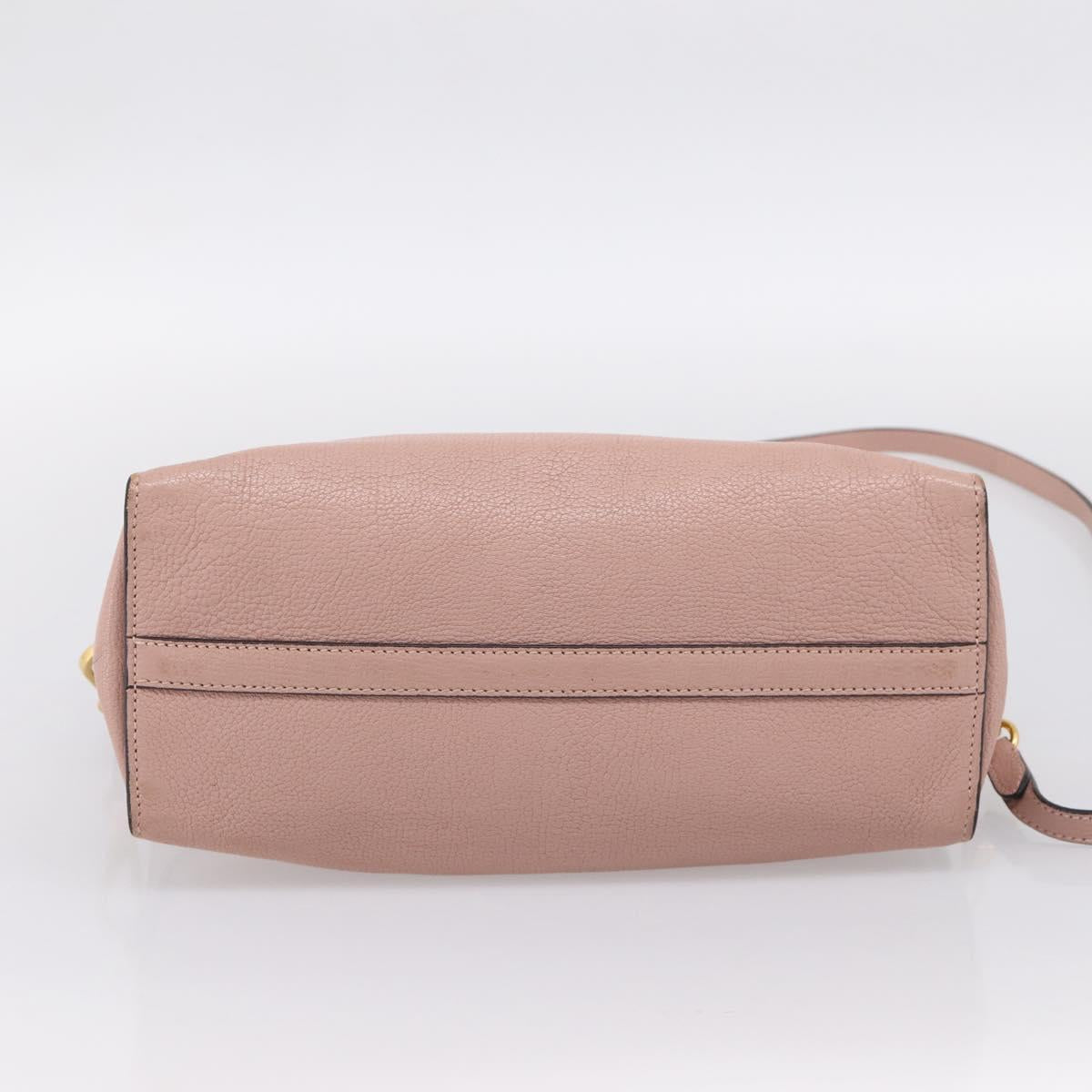 Miu Miu Madras Fiocco Hand Bag Leather 2way Pink Gold Auth 200153V