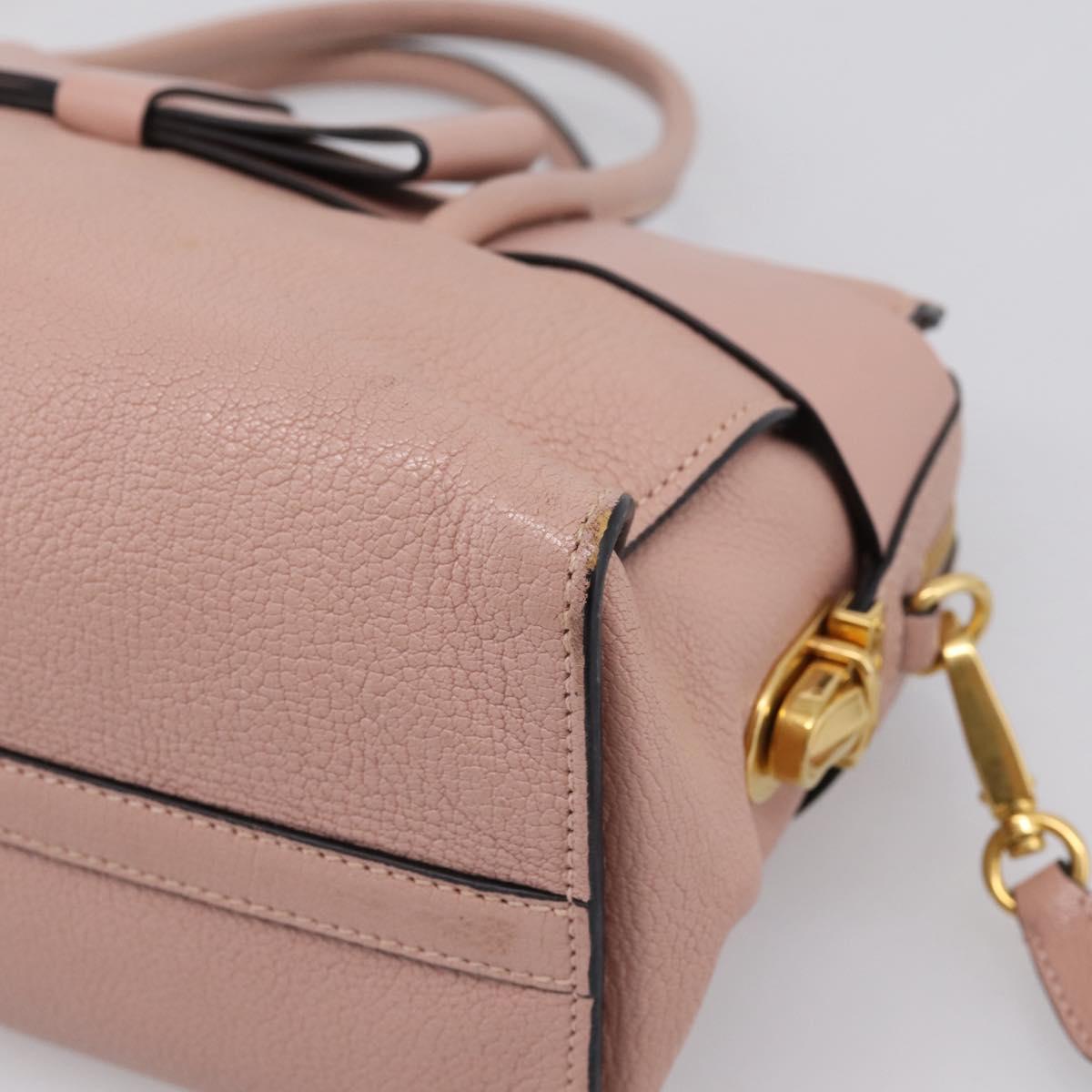 Miu Miu Madras Fiocco Hand Bag Leather 2way Pink Gold Auth 200153V