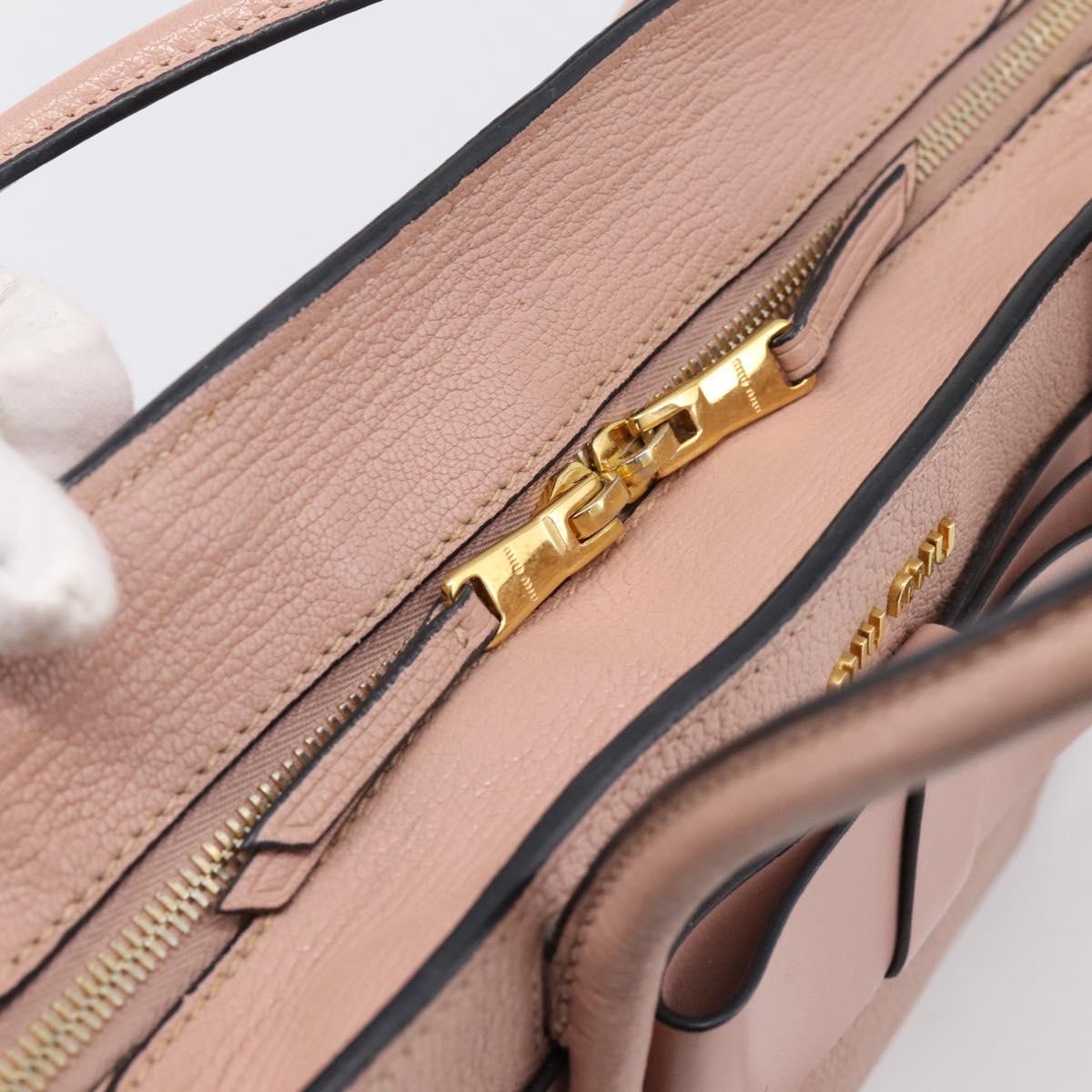 Miu Miu Madras Fiocco Hand Bag Leather 2way Pink Gold Auth 200153V