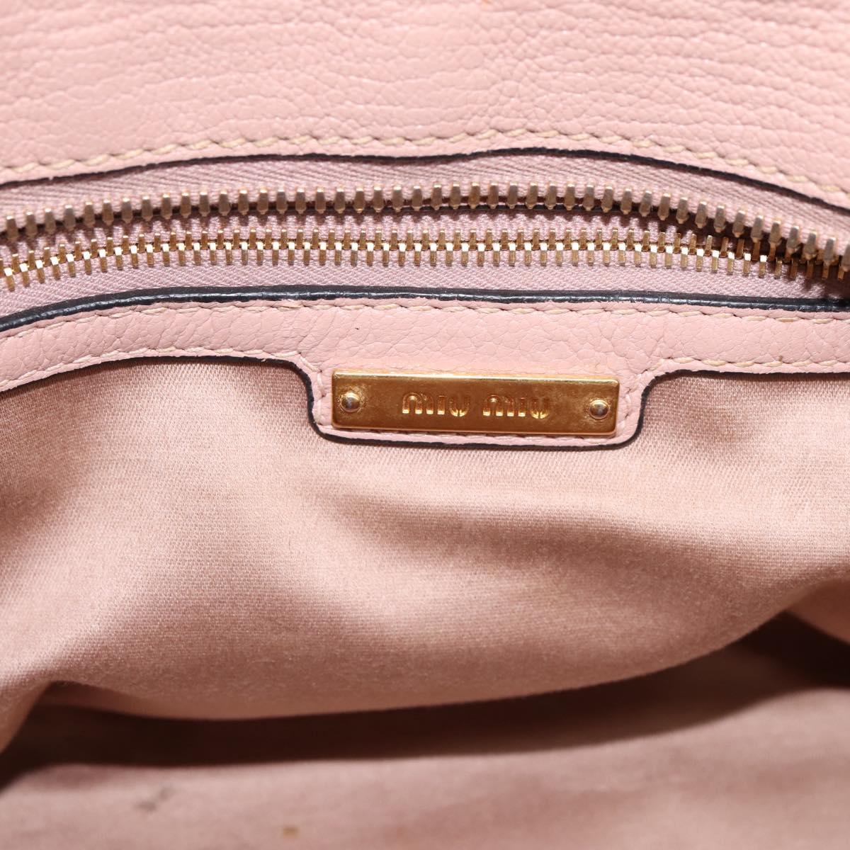 Miu Miu Madras Fiocco Hand Bag Leather 2way Pink Gold Auth 200153V