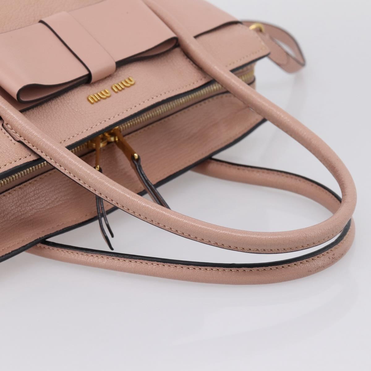 Miu Miu Madras Fiocco Hand Bag Leather 2way Pink Gold Auth 200153V