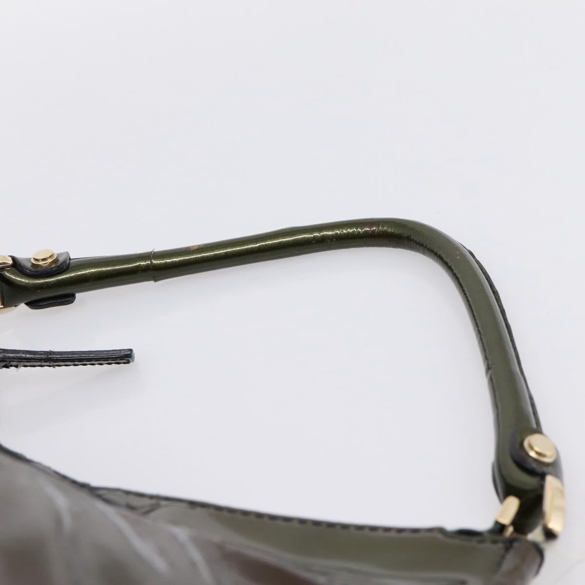 GUCCI Shoulder Bag Patent Green Gold Tone 189833 Auth 200154