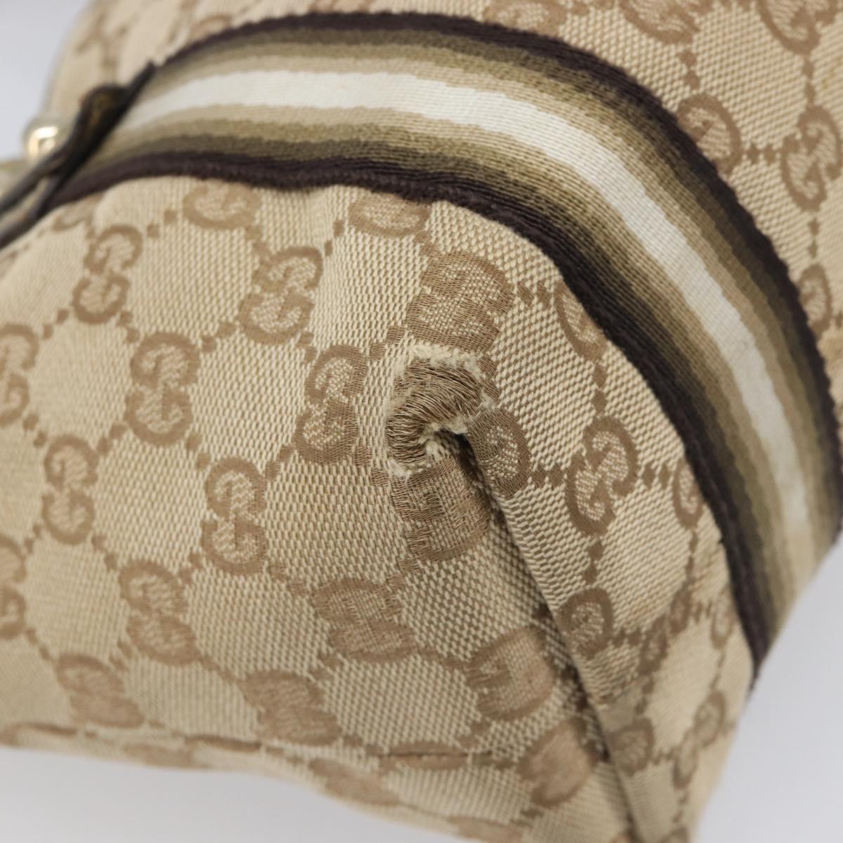 GUCCI GG Canvas Hand Bag Beige Gold Tone 139261 Auth 200155