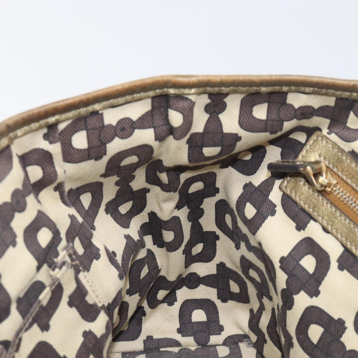 GUCCI GG Canvas Hand Bag Beige Gold Tone 139261 Auth 200155