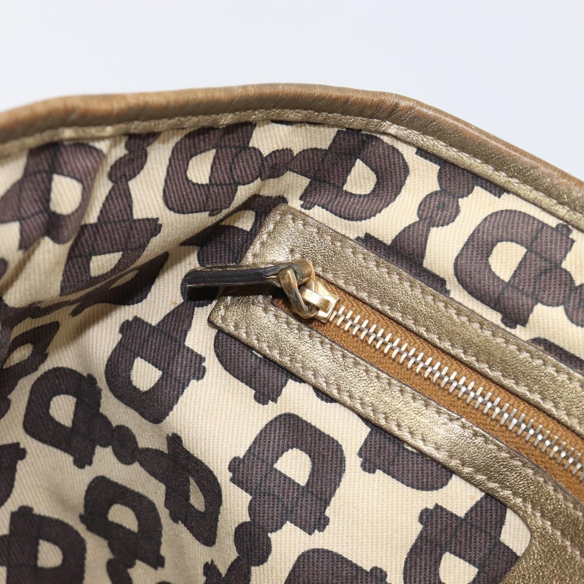 GUCCI GG Canvas Hand Bag Beige Gold Tone 139261 Auth 200155