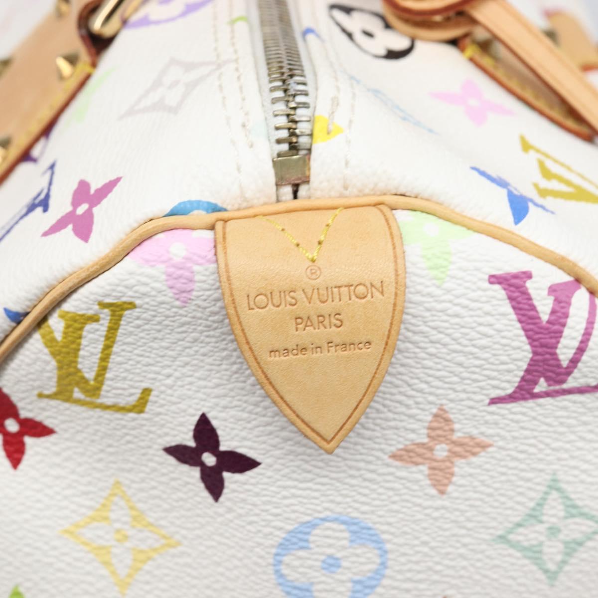 LOUIS VUITTON Monogram Multicolor Speedy 30 Hand Bag White M92643 Auth 200161SAV