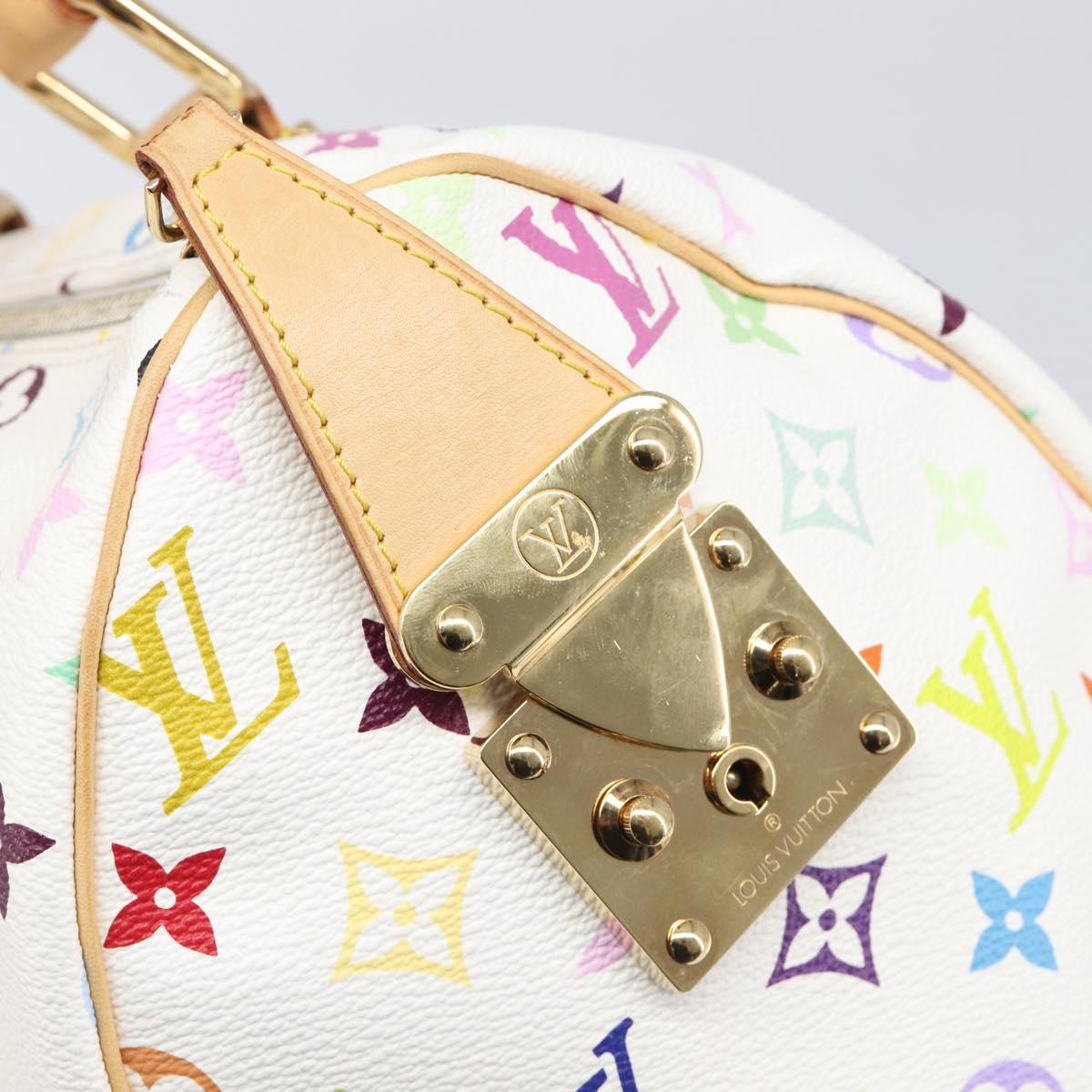LOUIS VUITTON Monogram Multicolor Speedy 30 Hand Bag White M92643 Auth 200161SAV