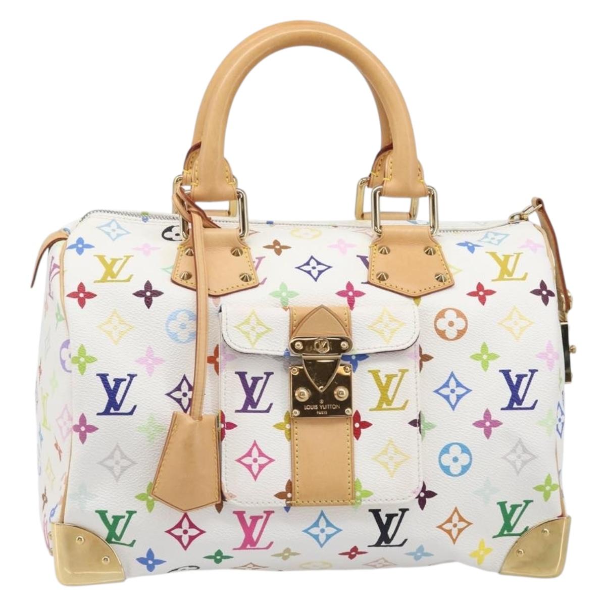 LOUIS VUITTON Monogram Multicolor Speedy 30 Hand Bag White M92643 Auth 200161SAV