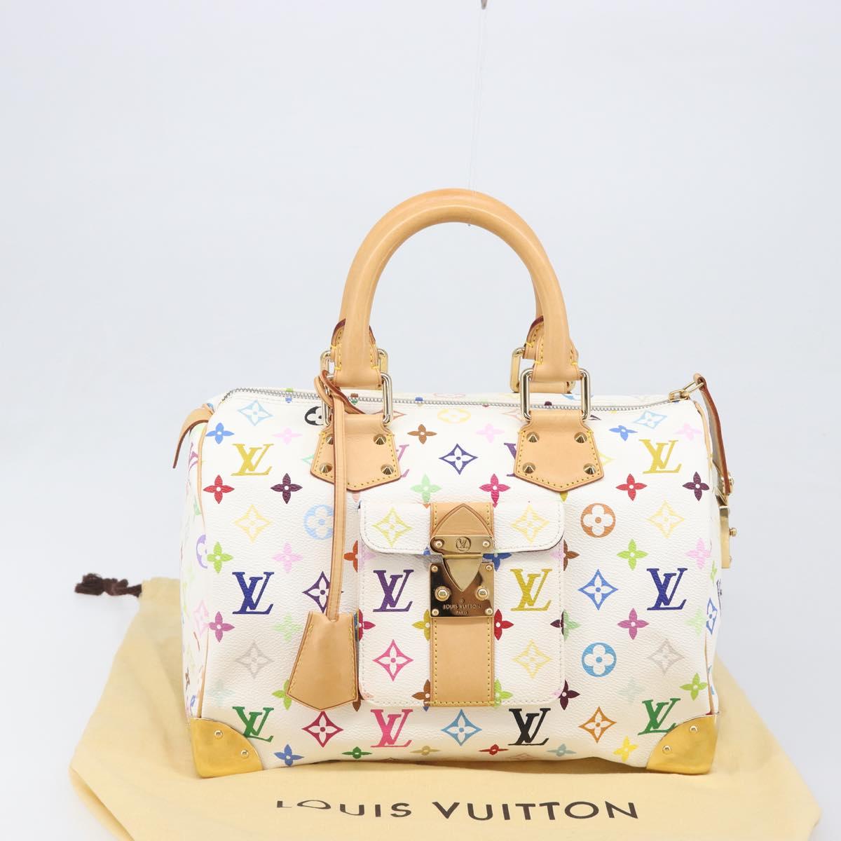 LOUIS VUITTON Monogram Multicolor Speedy 30 Hand Bag White M92643 Auth 200161SAV