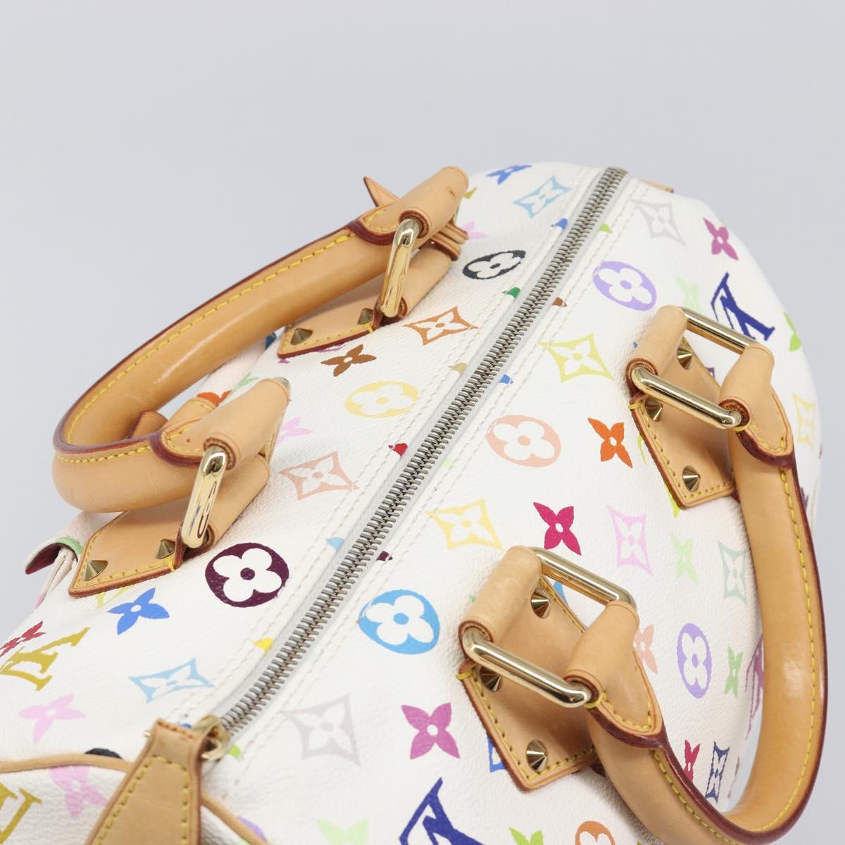 LOUIS VUITTON Monogram Multicolor Speedy 30 Hand Bag White M92643 Auth 200161SAV