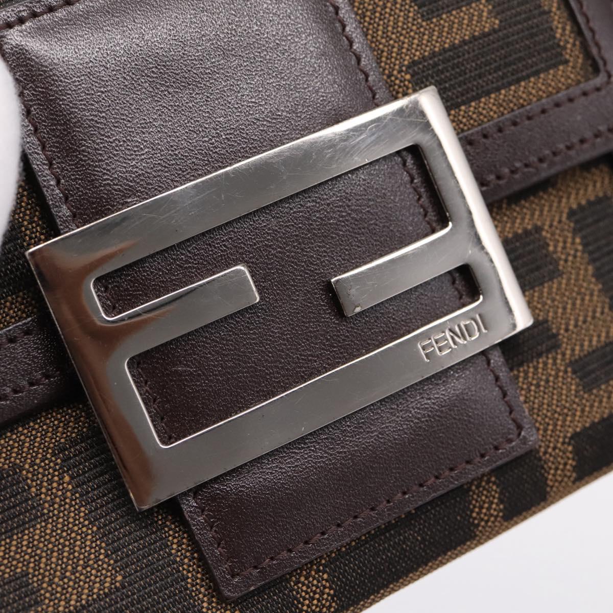 FENDI Zucca Canvas Trifold Wallet Brown Silver 8M0011 Auth 200165A