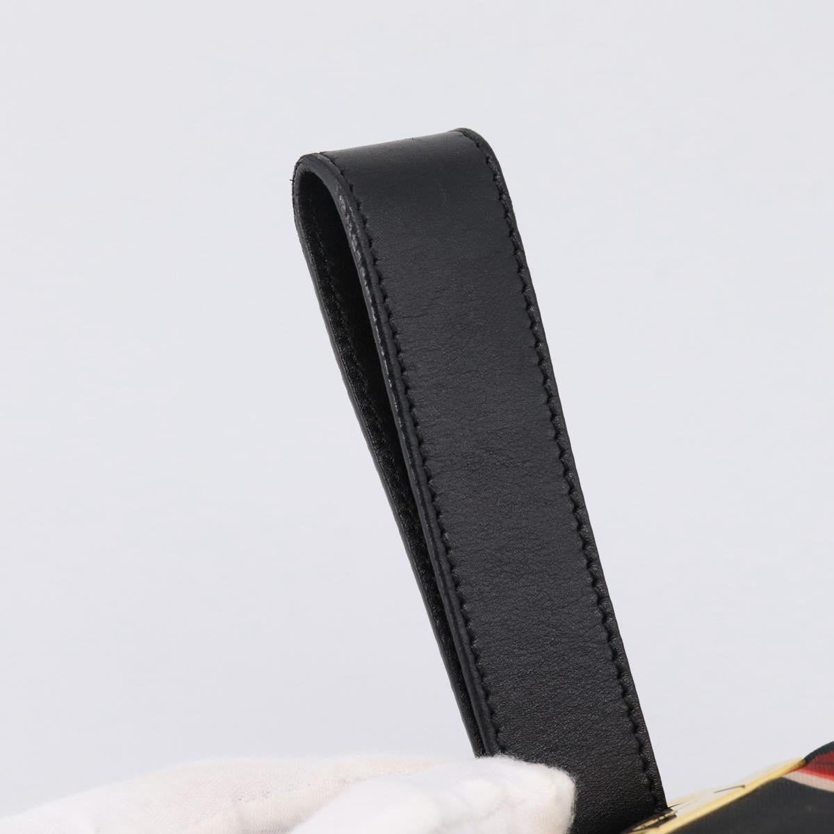 Salvatore Ferragamo Gancini Pouch Nylon Black Gold Tone Auth 200166