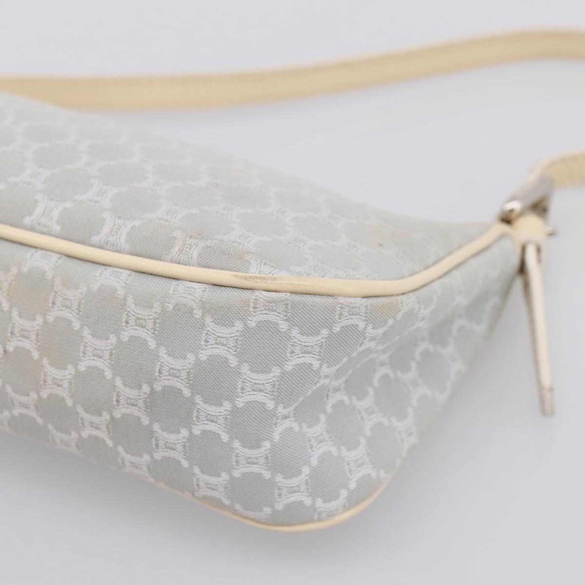 CELINE Macadam Canvas Hand Bag Light Blue Silver Auth 200167