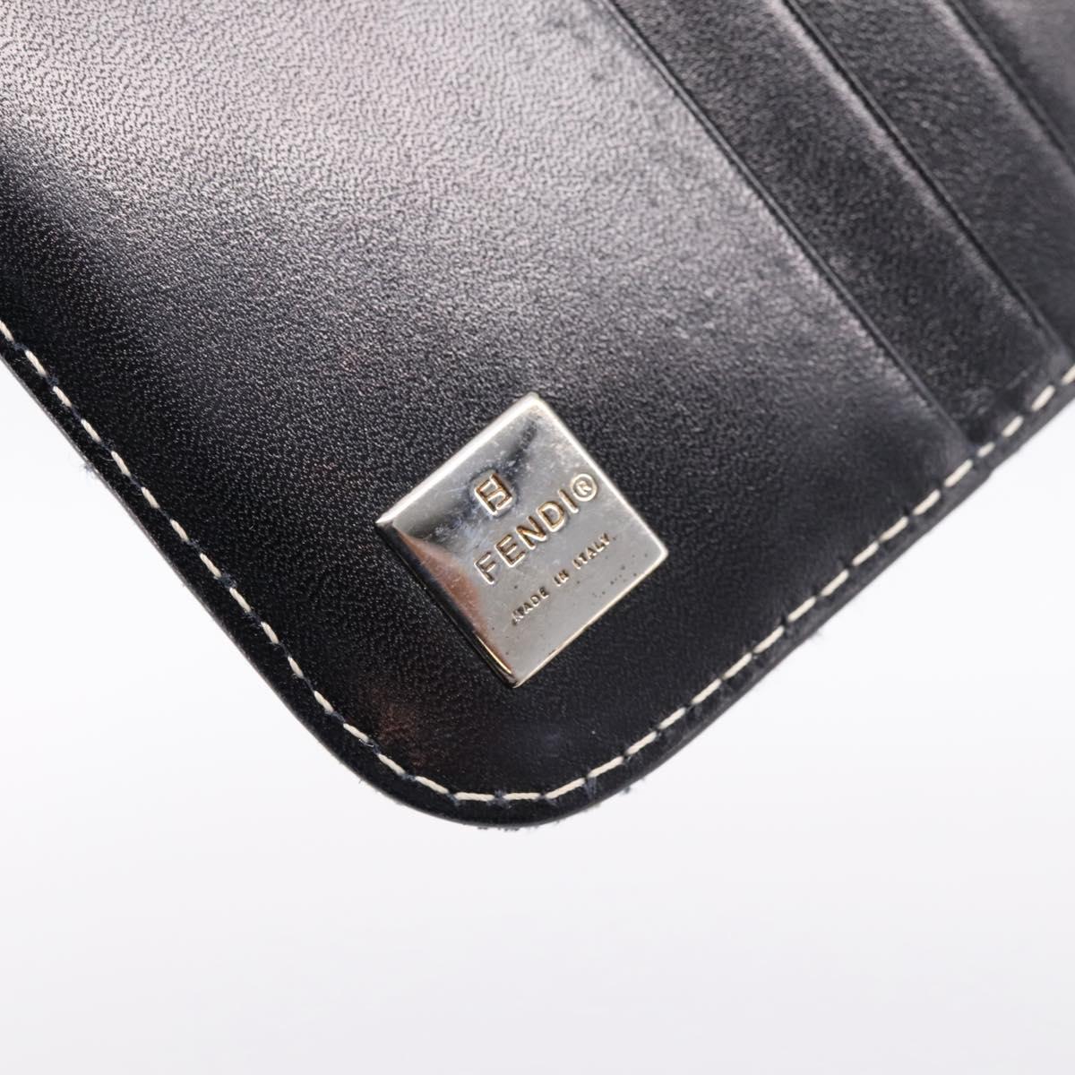FENDI Zucchino Canvas Wallet Navy Silver Auth 200177