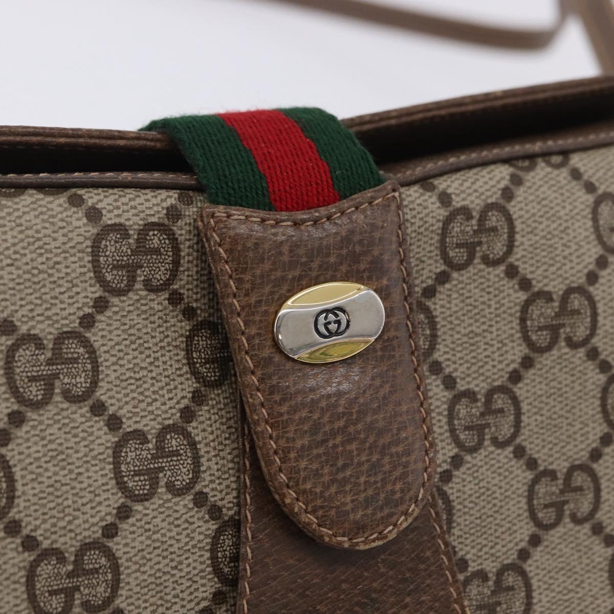 GUCCI GG Supreme Web Sherry Line Shoulder Bag PVC Beige 72 02 024 Auth 200181