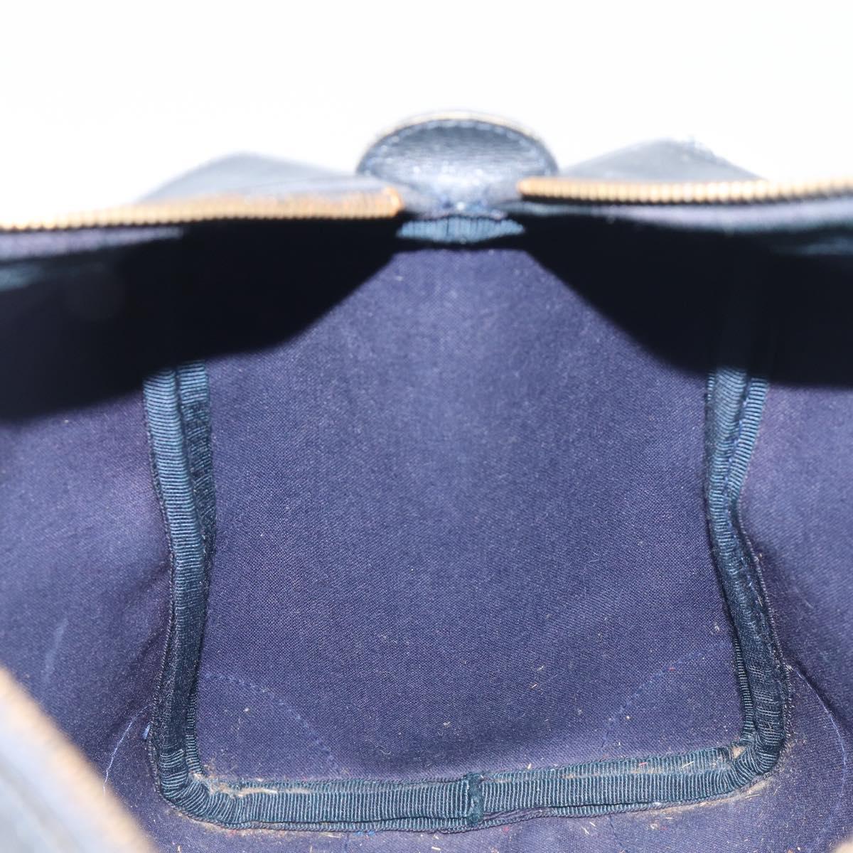 GUCCI GG Supreme Boston Bag PVC Leather Navy Gold Tone Auth 200182