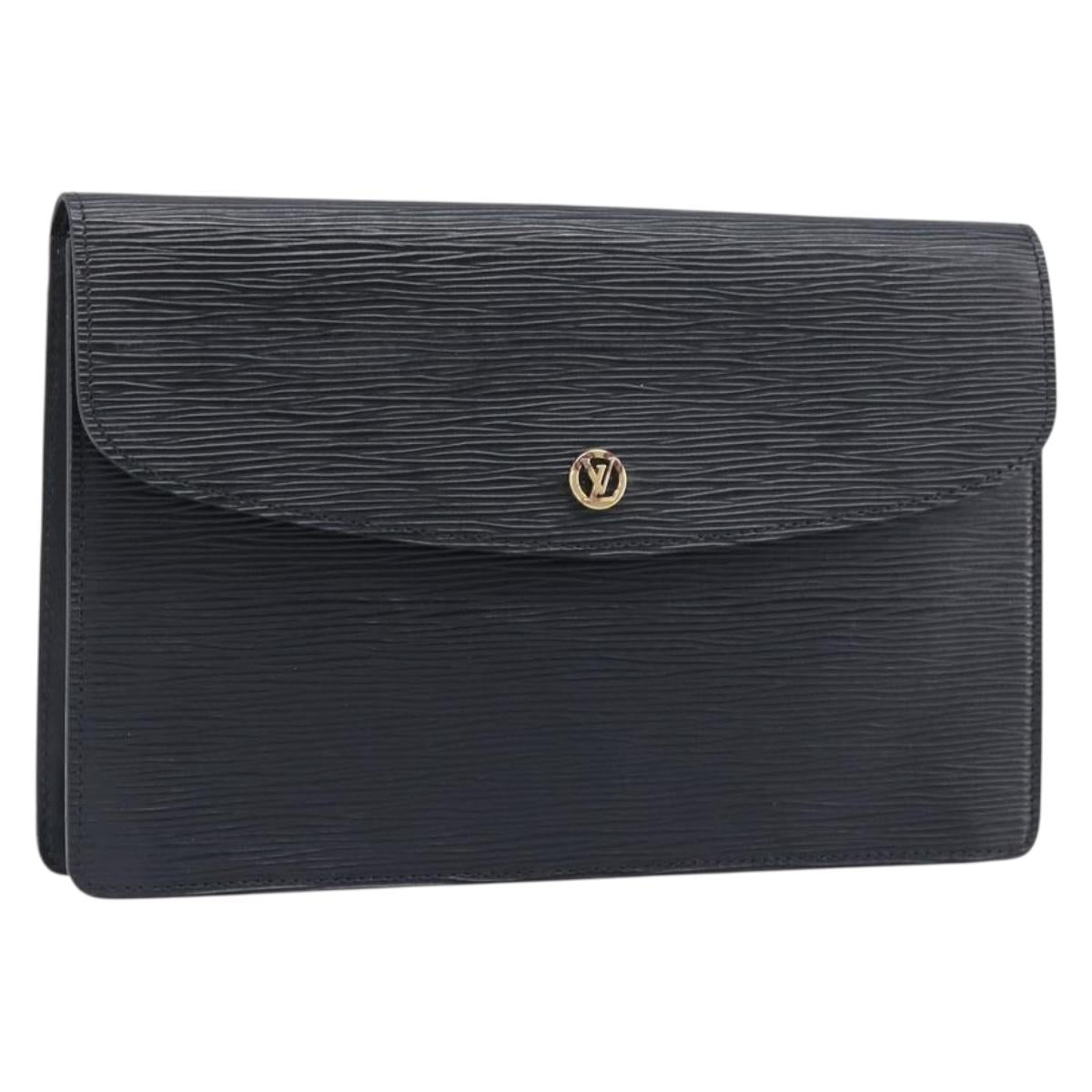 LOUIS VUITTON Epi Montaigne 27 Clutch Bag Black M52652 LV Auth 200196