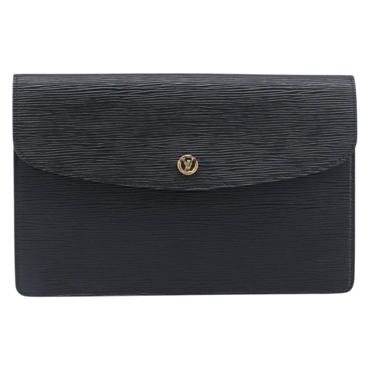 LOUIS VUITTON Epi Montaigne 27 Clutch Bag Black M52652 LV Auth 200196