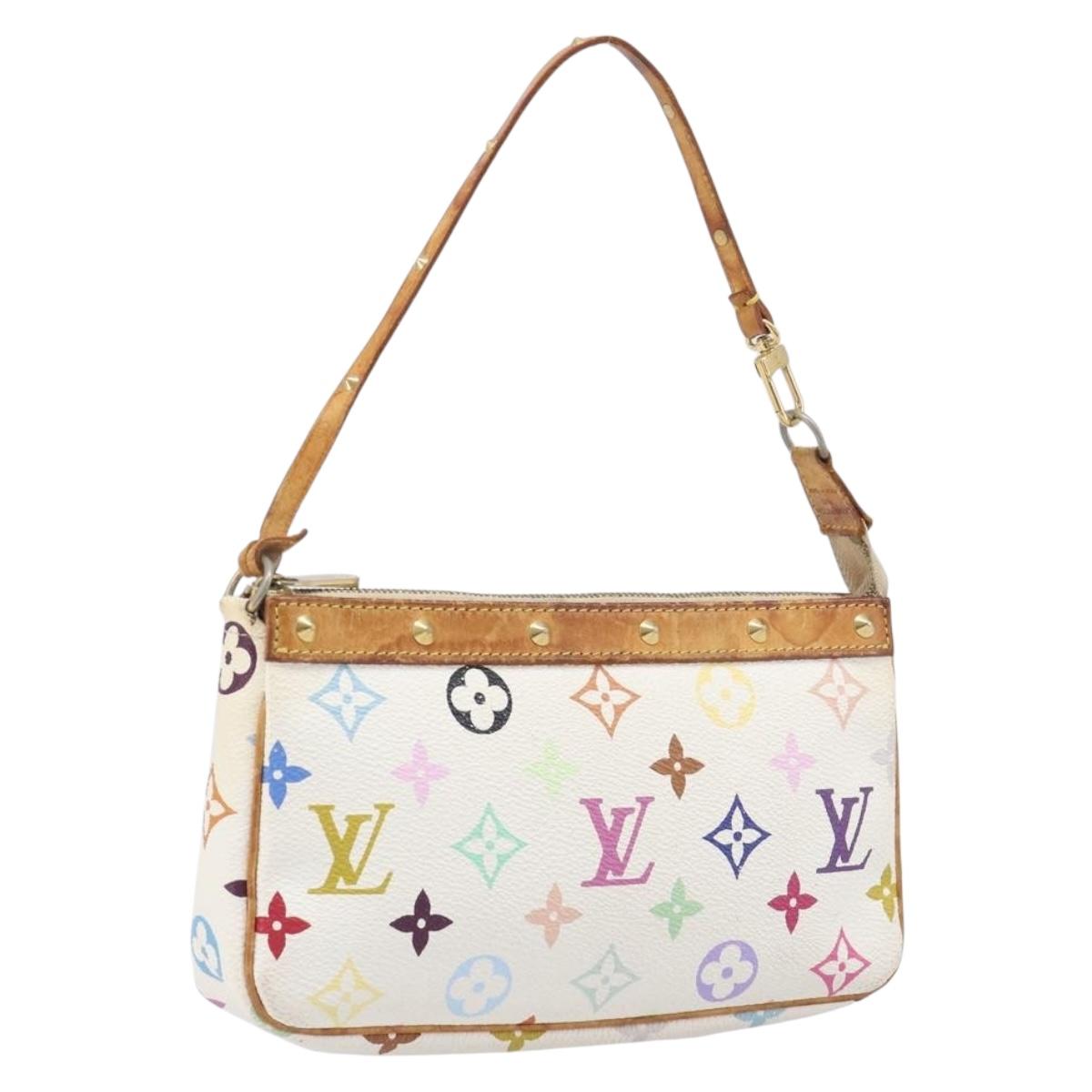 LOUIS VUITTON Monogram Multicolor Pochette Accessoires White M92649 Auth 200197