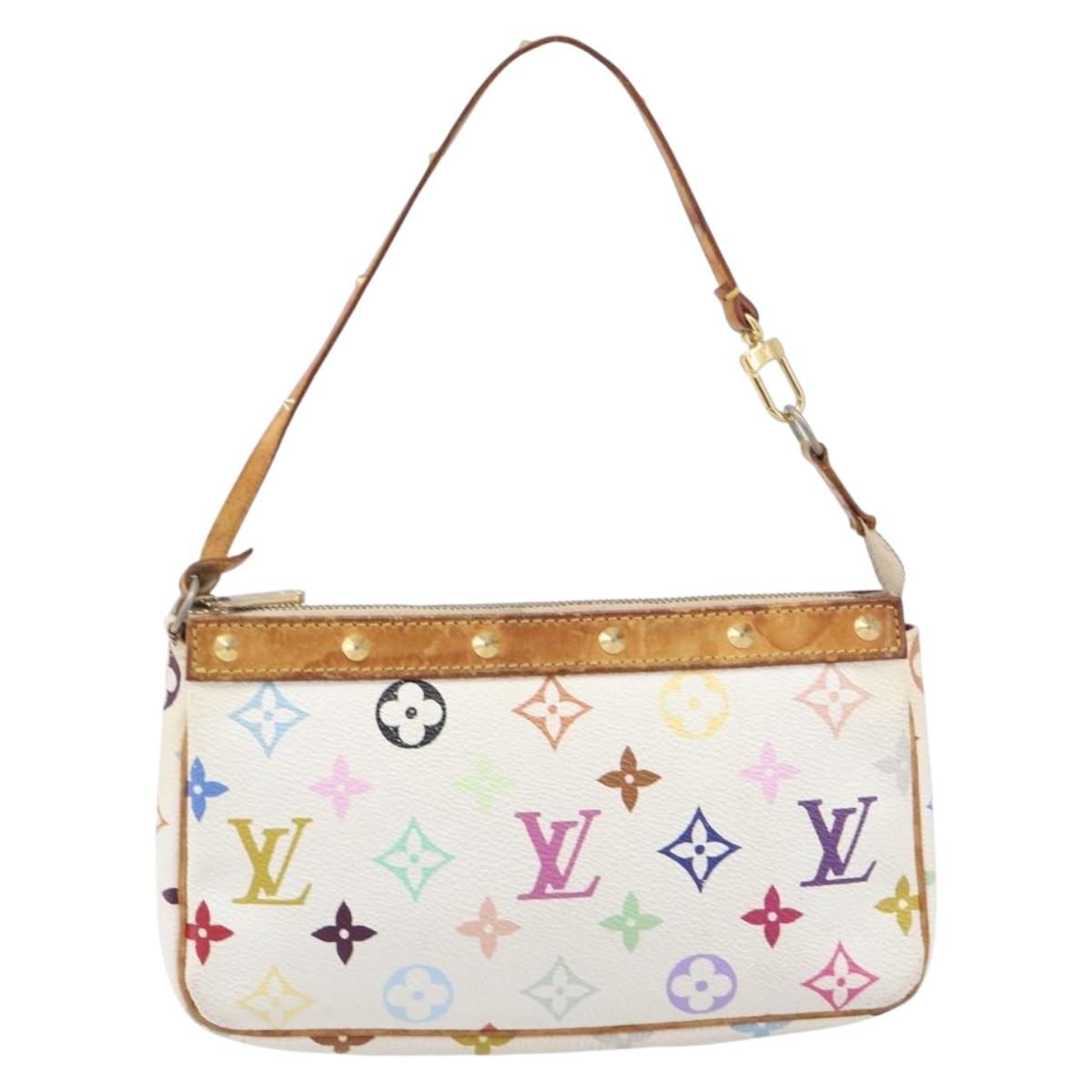 LOUIS VUITTON Monogram Multicolor Pochette Accessoires White M92649 Auth 200197