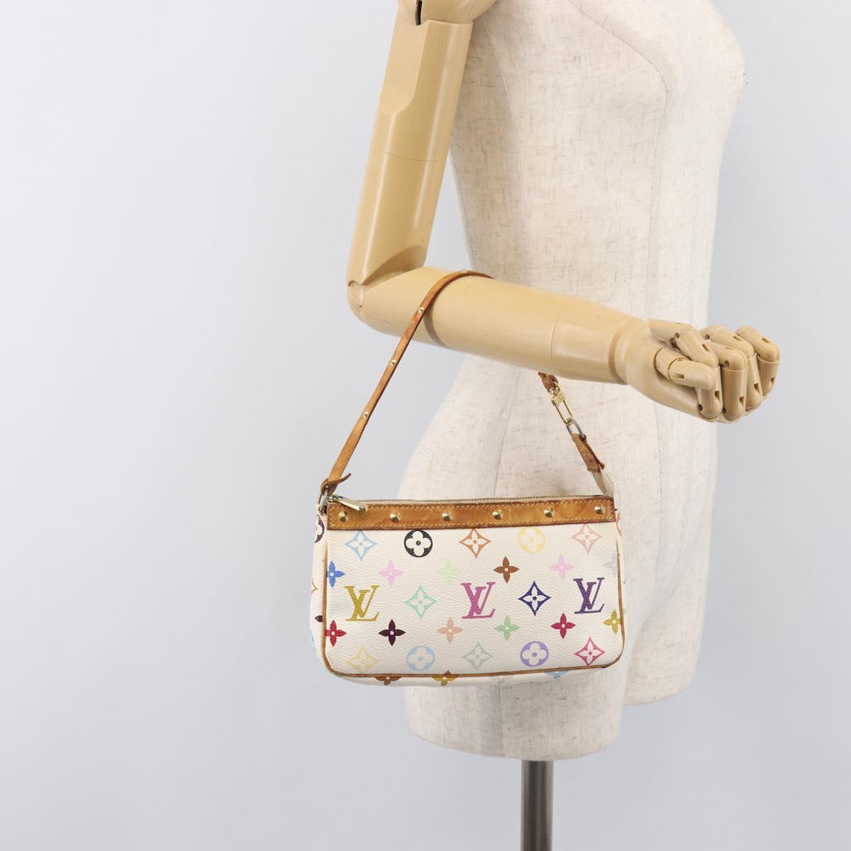 LOUIS VUITTON Monogram Multicolor Pochette Accessoires White M92649 Auth 200197