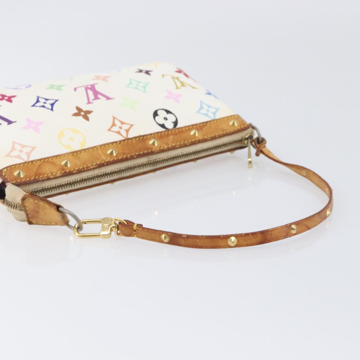 LOUIS VUITTON Monogram Multicolor Pochette Accessoires White M92649 Auth 200197