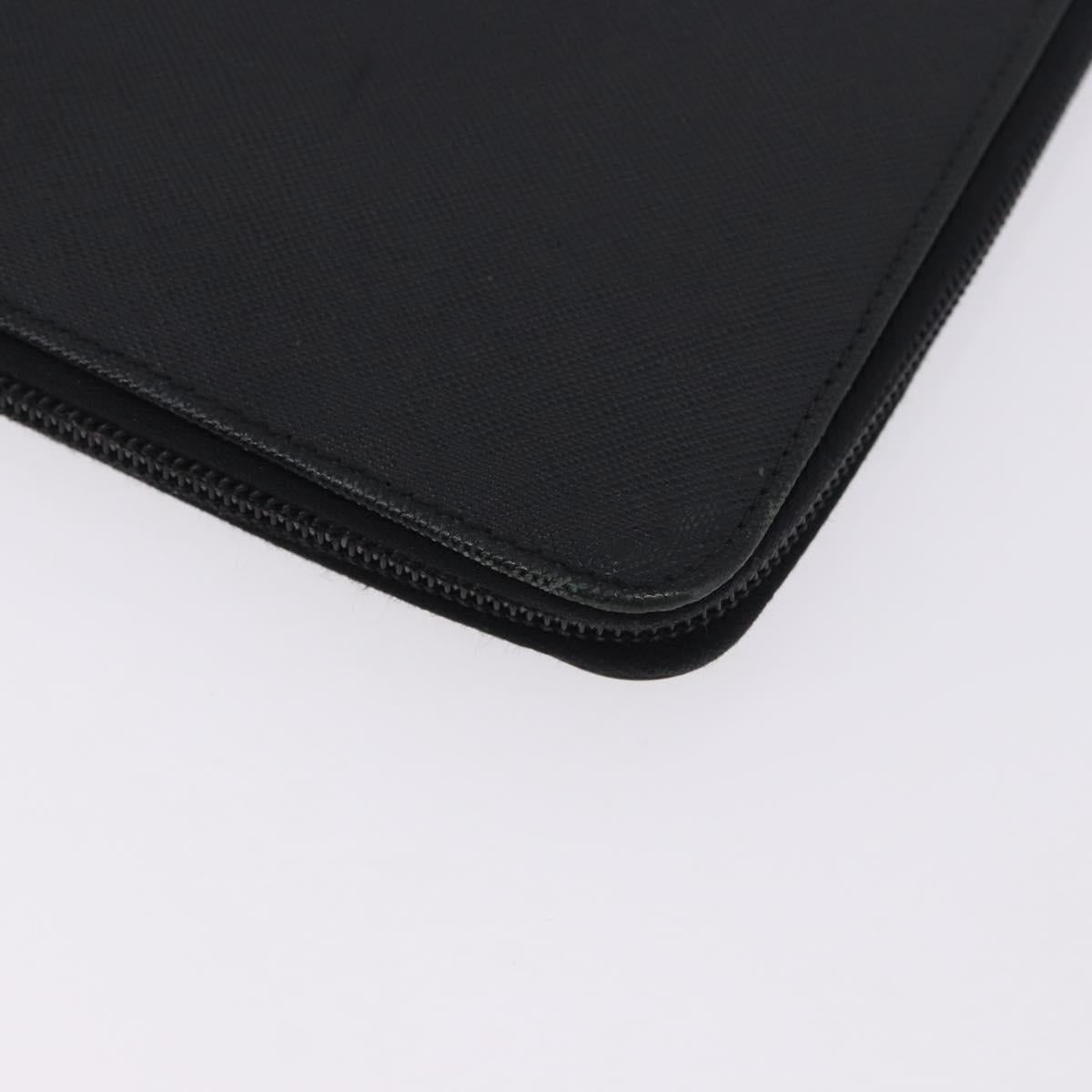 PRADA Binder Case Saffiano Black Silver Auth 200201