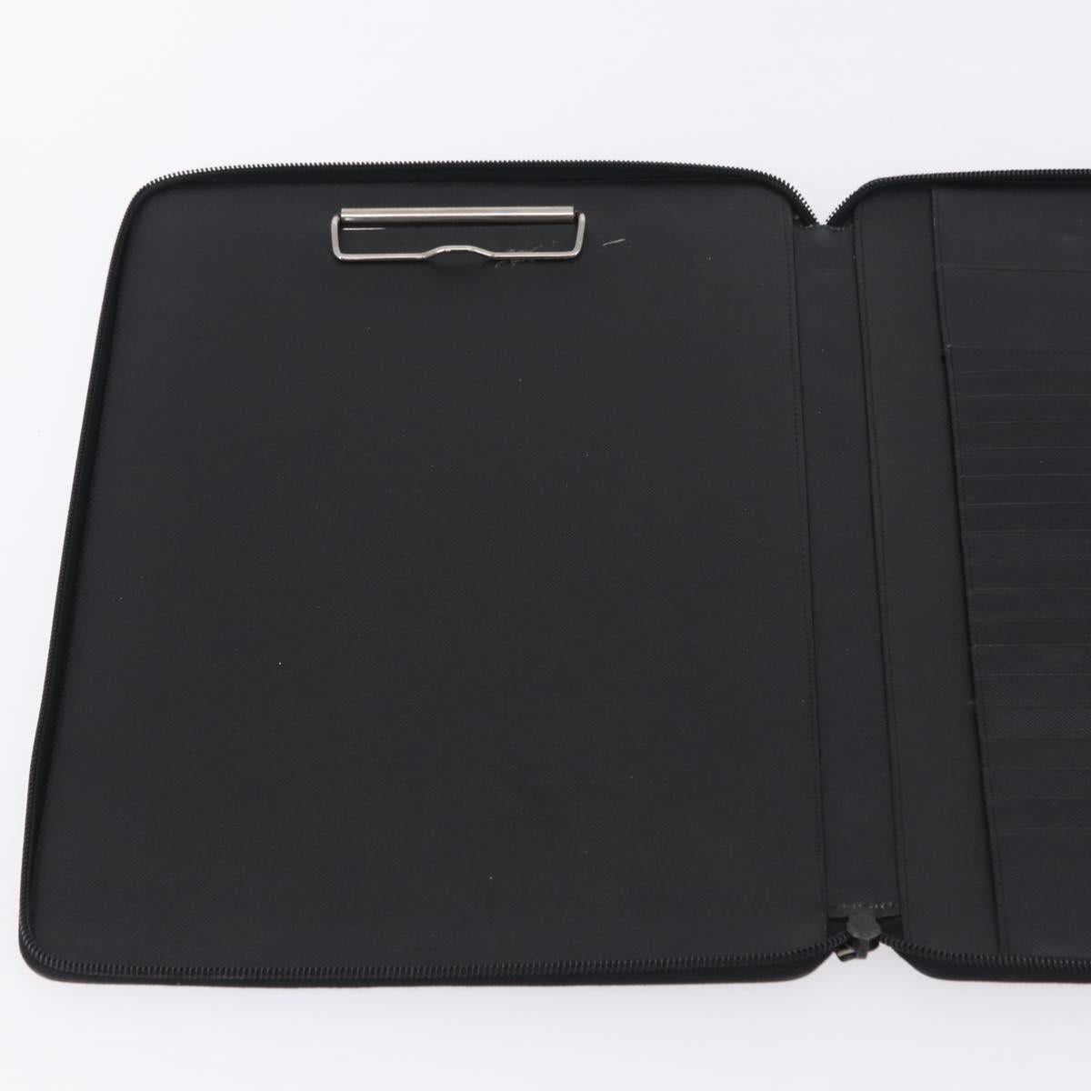 PRADA Binder Case Saffiano Black Silver Auth 200201