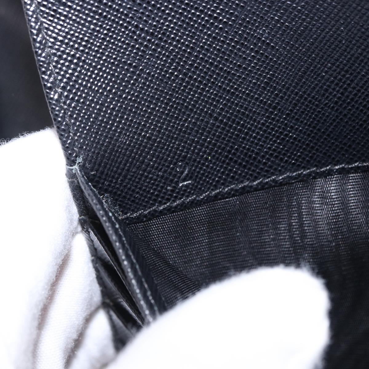 PRADA Binder Case Saffiano Black Silver Auth 200201