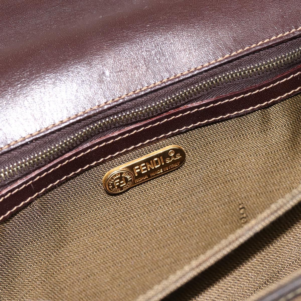 FENDI Zucca Canvas Mamma Baguette Shoulder Bag Brown Gold Tone Auth 200203