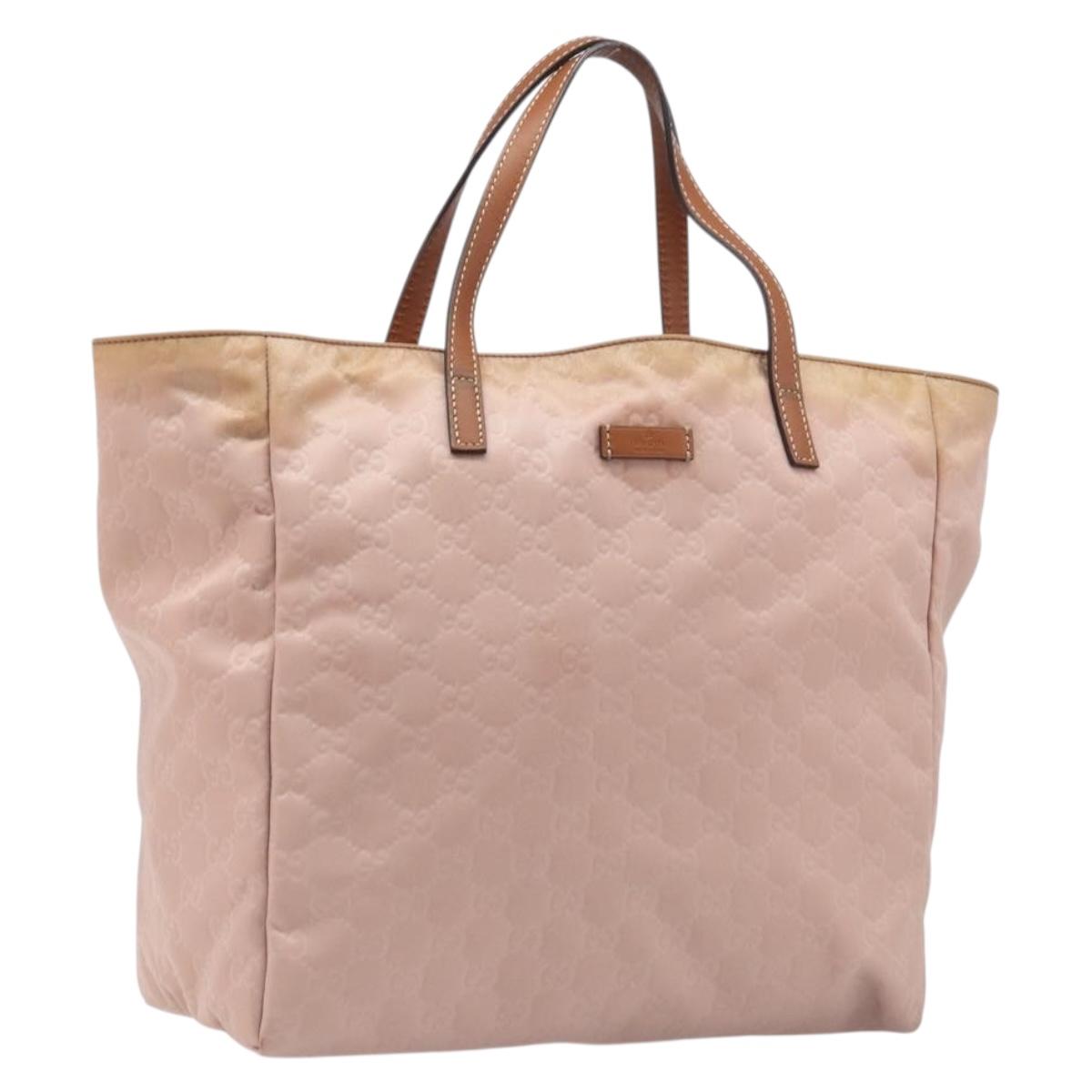 GUCCI GG Canvas Tote Bag Pink Brown 282439 Auth 200205