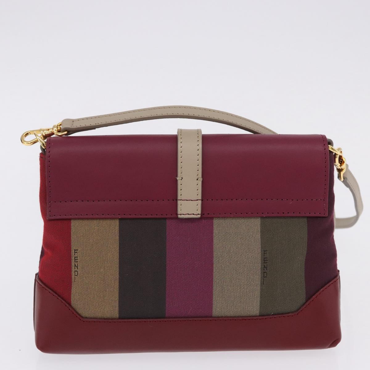 FENDI Stripe Tote Bag Nylon Red Gold Tone 8BH185 Auth 200207V