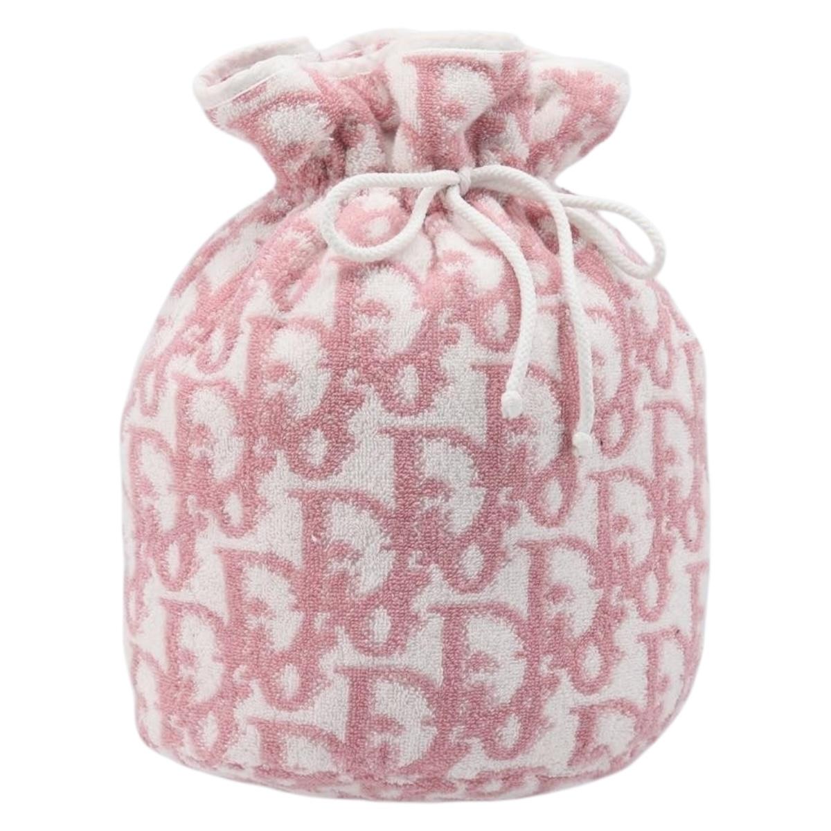 Christian Dior Trotter Pouch Pile Pink White Auth 200208