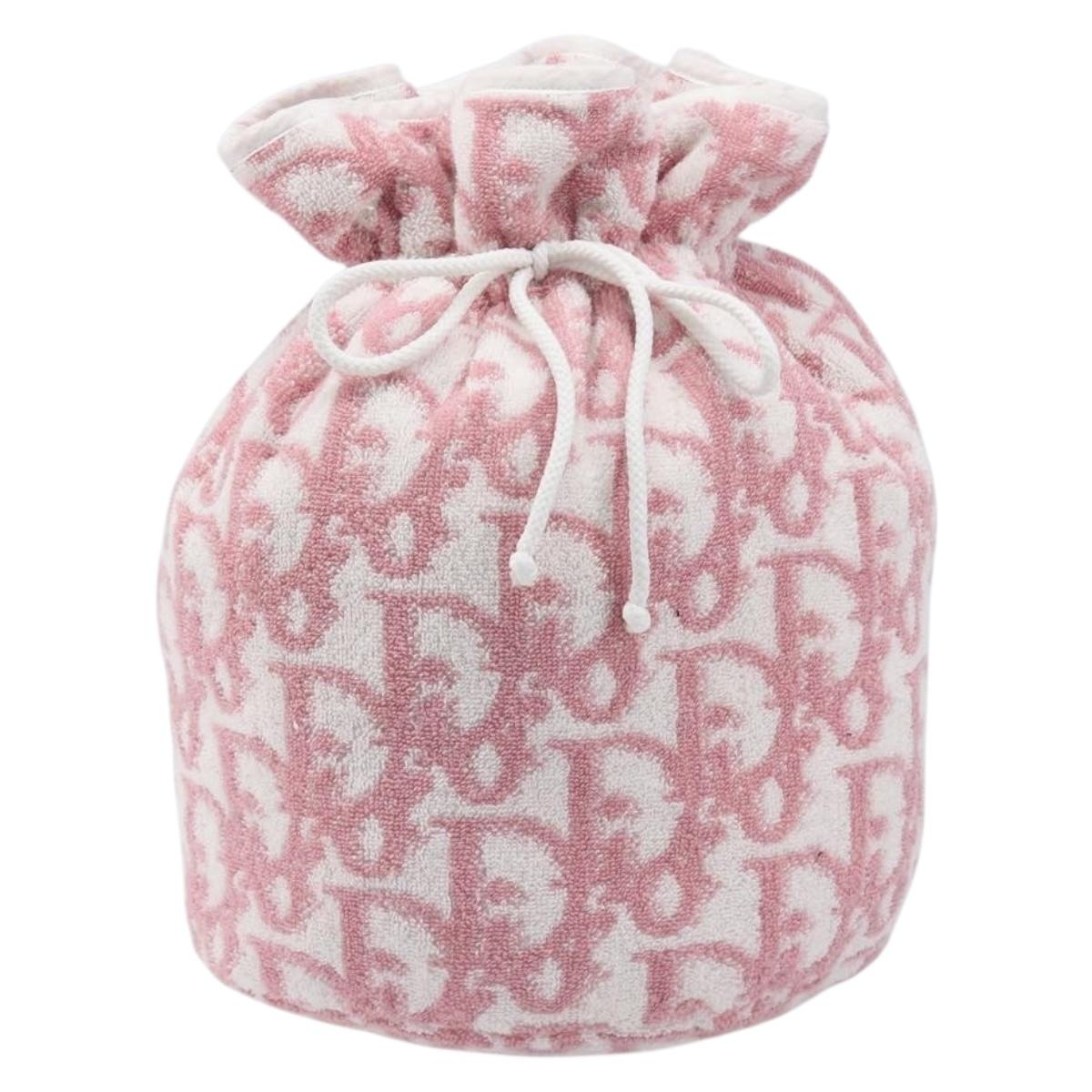 Christian Dior Trotter Pouch Pile Pink White Auth 200208