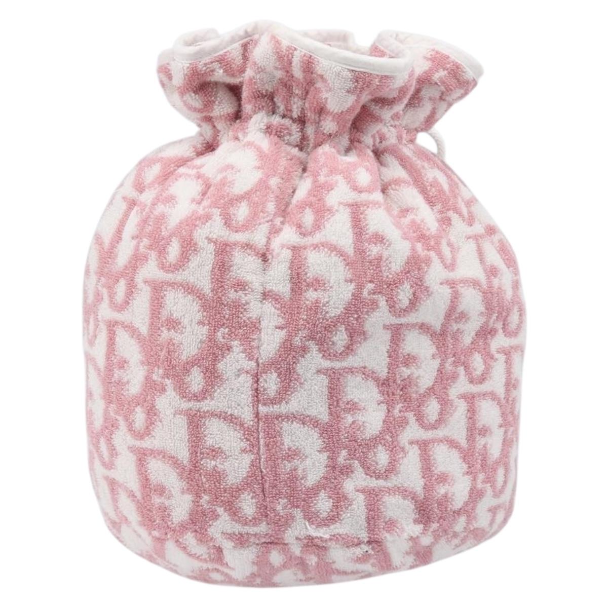 Christian Dior Trotter Pouch Pile Pink White Auth 200208